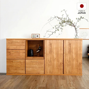 [幅192] 食器棚 ロータイプ 木製 半完成品 国産 組み合わせ自由 アンティーク風